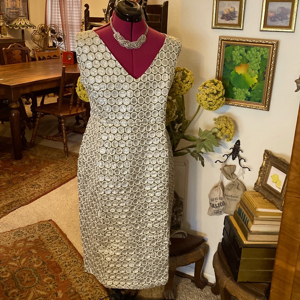 Tatyana White and Gray Patterned Dress - Altered 3X